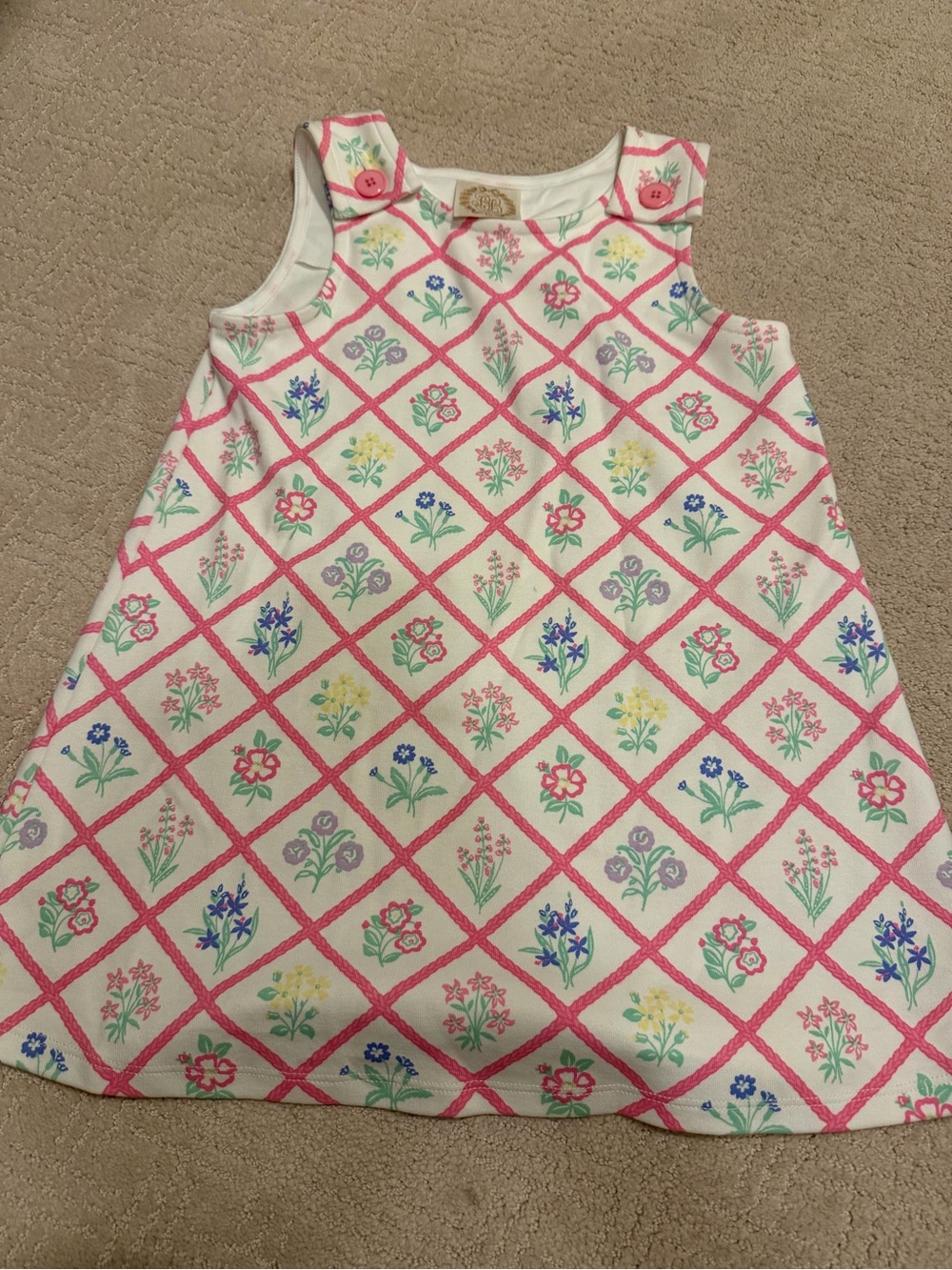 The Beaufort Bonnet Company Pima Cotton Floral Lattice A-Line Dress Girls 6